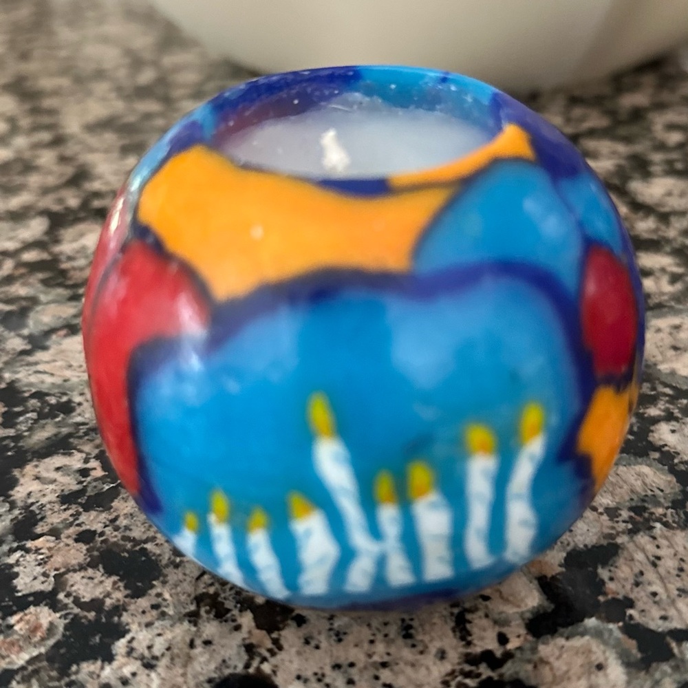 New in Box Glowing Candle Menorah colorful round ball candle - vintage